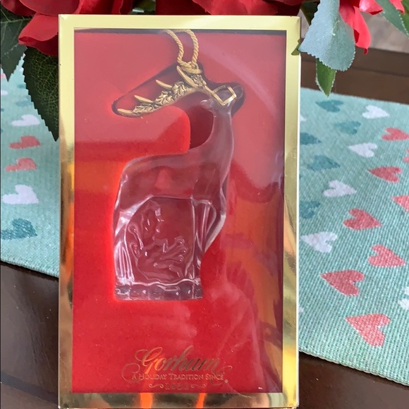 Vintage Gorham Crystal Antique Gold Reindeer Orn. - Picture 4 of 4